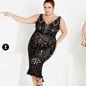 City Chic Elegant Black Lace Dress